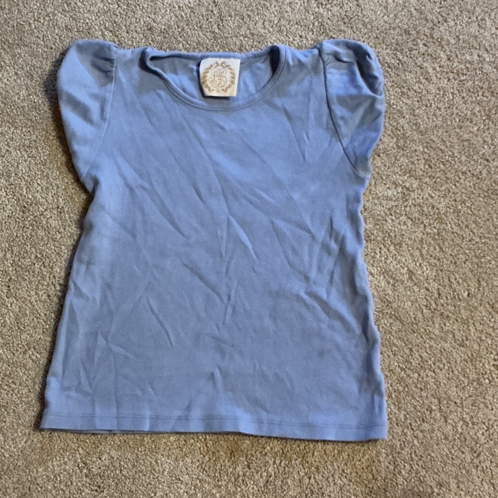 The Beaufort Bonnet Company Girls Puff Sleeve Tee in Blue